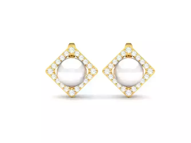 Earrings-421 pearl and diamond earrings gold