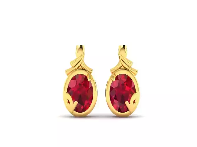 Earrings-328 pair of gold earrings with ruby stones