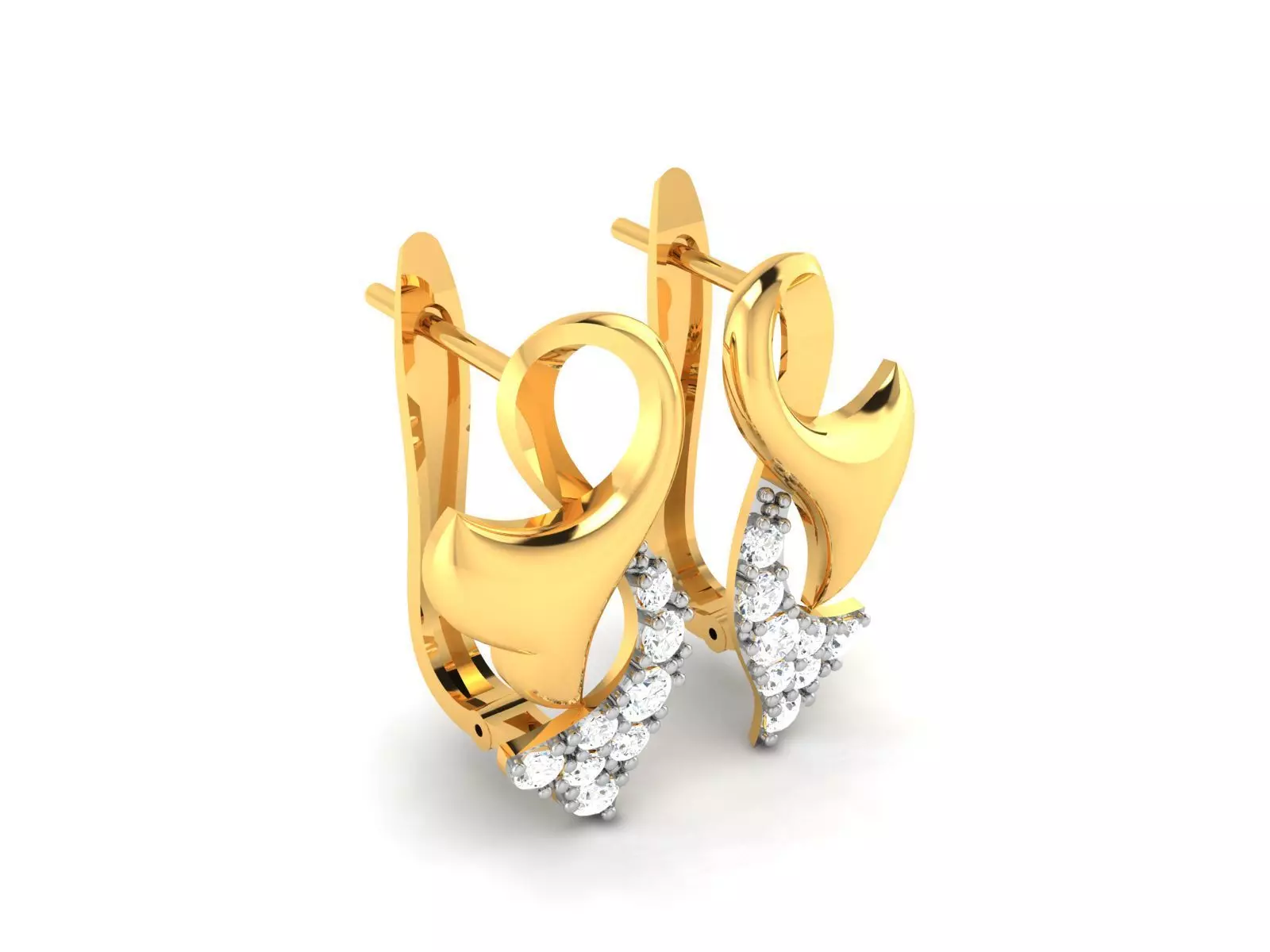 Earrings-225 pair of gold earrings with diamonds 3D print model_0