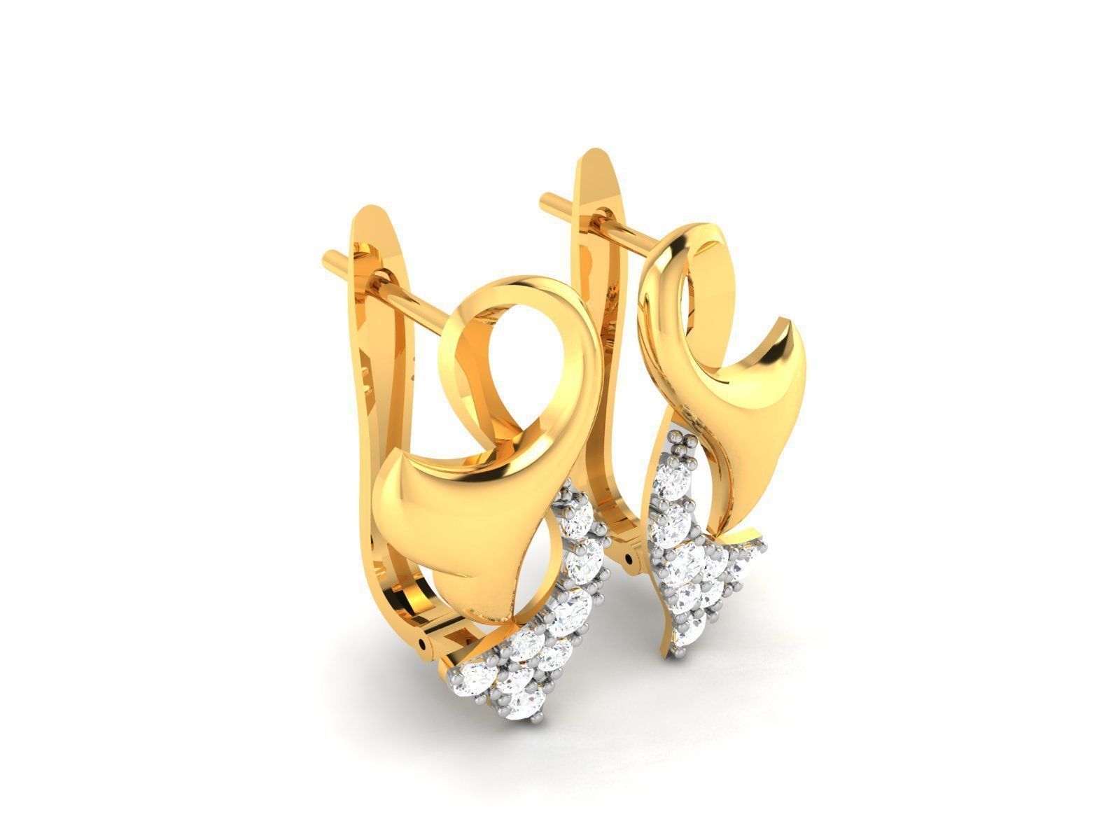 Earrings-225 pair of gold earrings with diamonds 3D print model_1