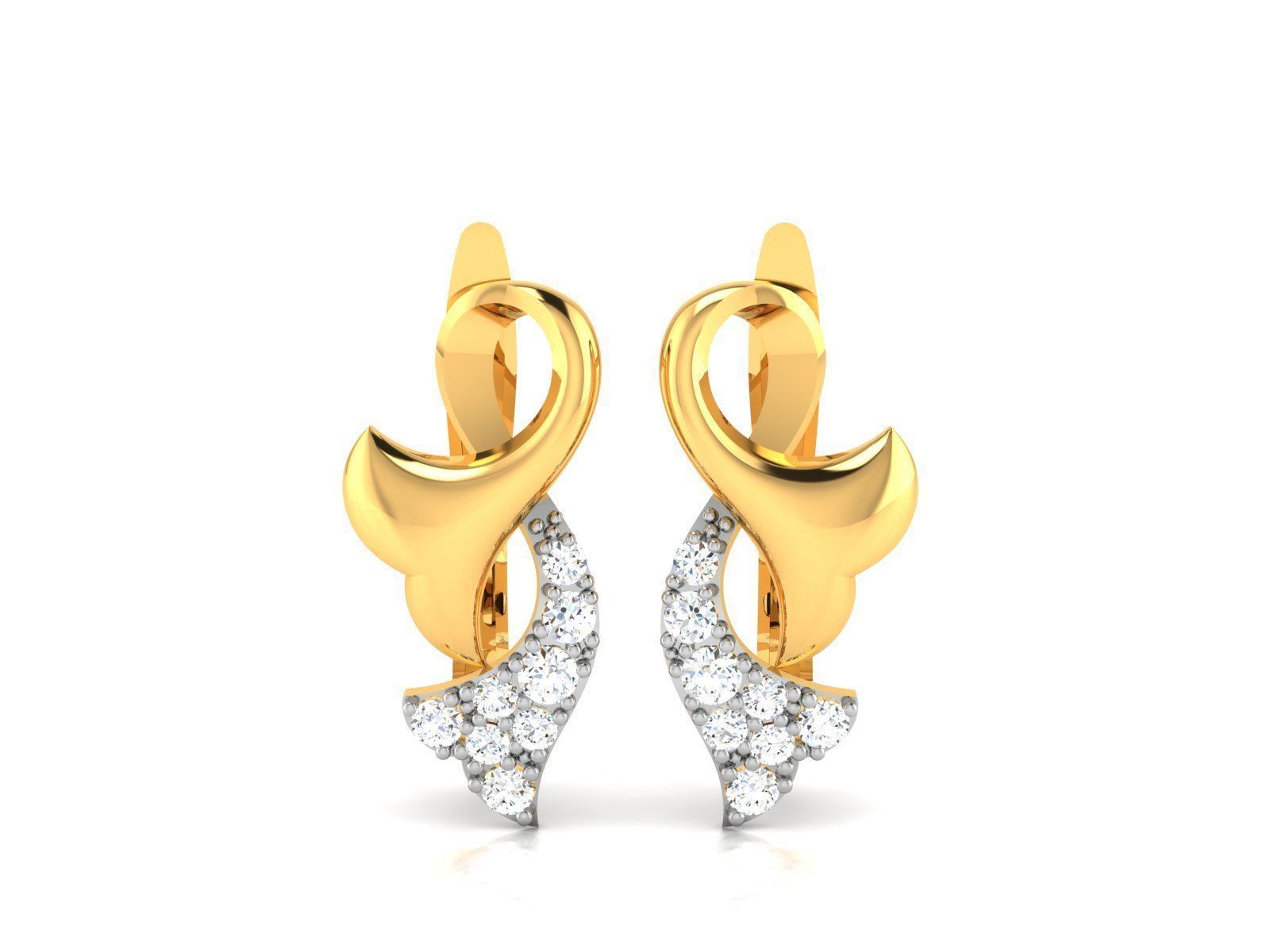Earrings-225 pair of gold earrings with diamonds 3D print model_2