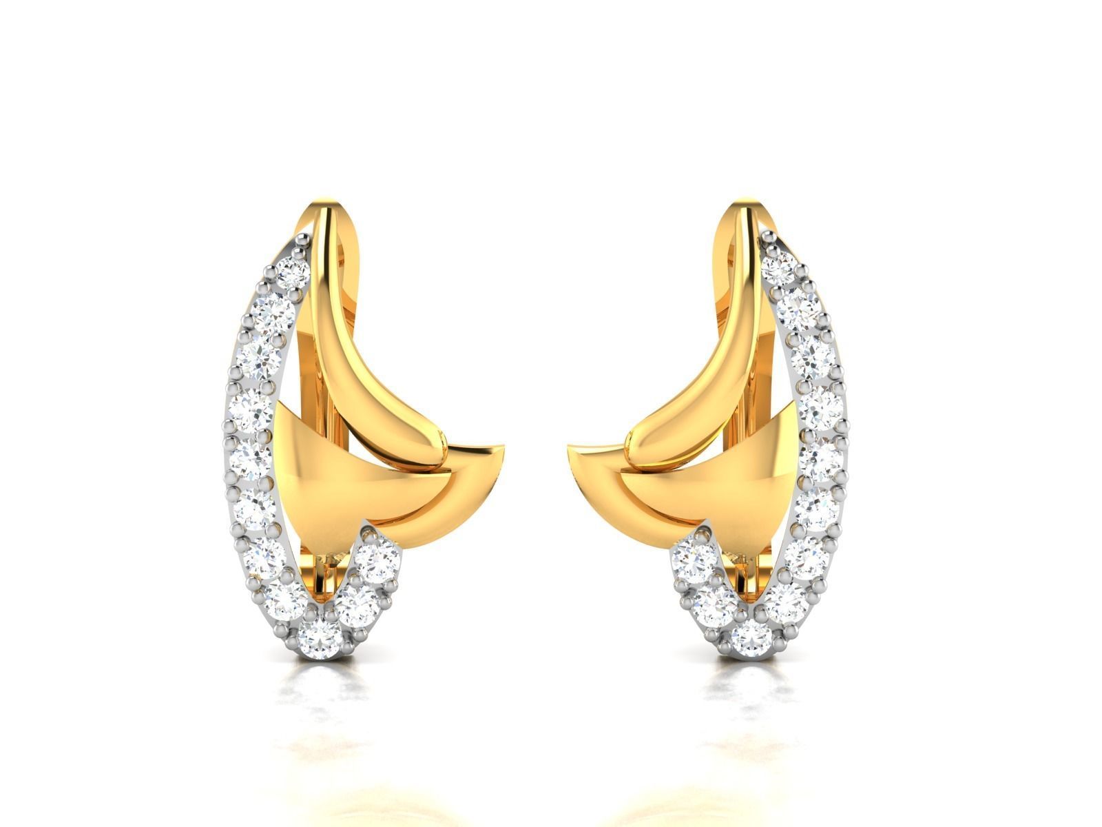 Earrings-195 diamond hoop earring gold 3D print model_2