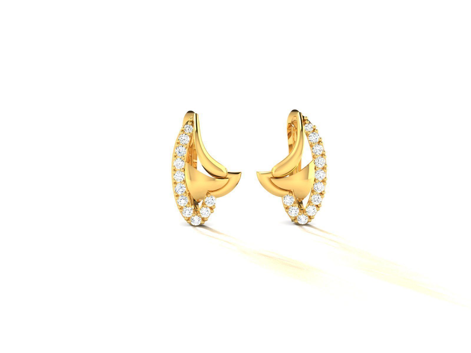 Earrings-195 diamond hoop earring gold 3D print model_10