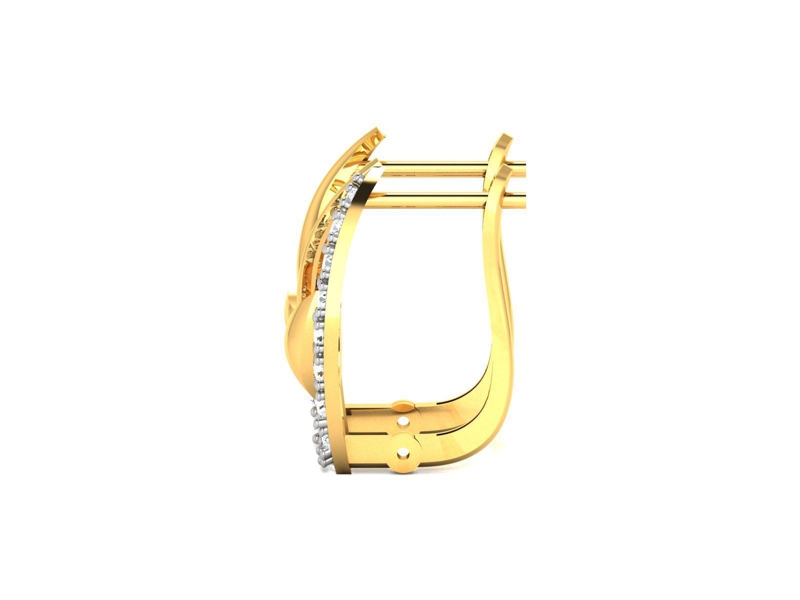 Earrings-195 diamond hoop earring gold 3D print model_4
