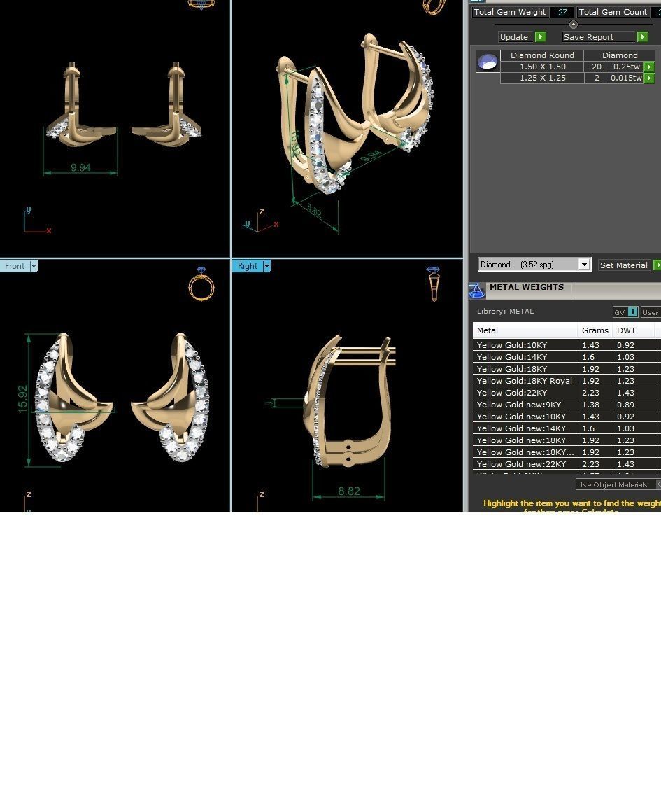 Earrings-195 diamond hoop earring gold 3D print model_5