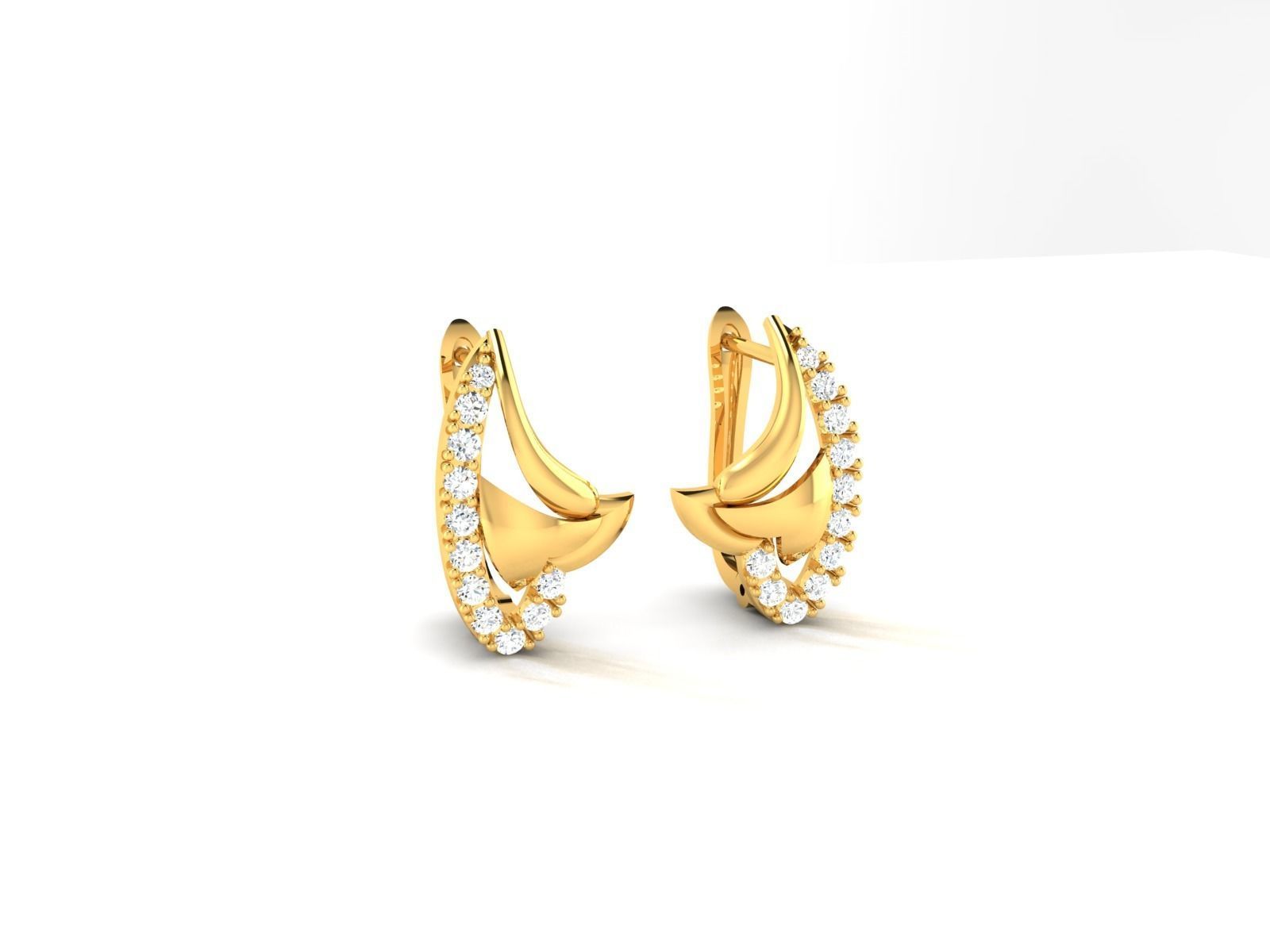 Earrings-195 diamond hoop earring gold 3D print model_8