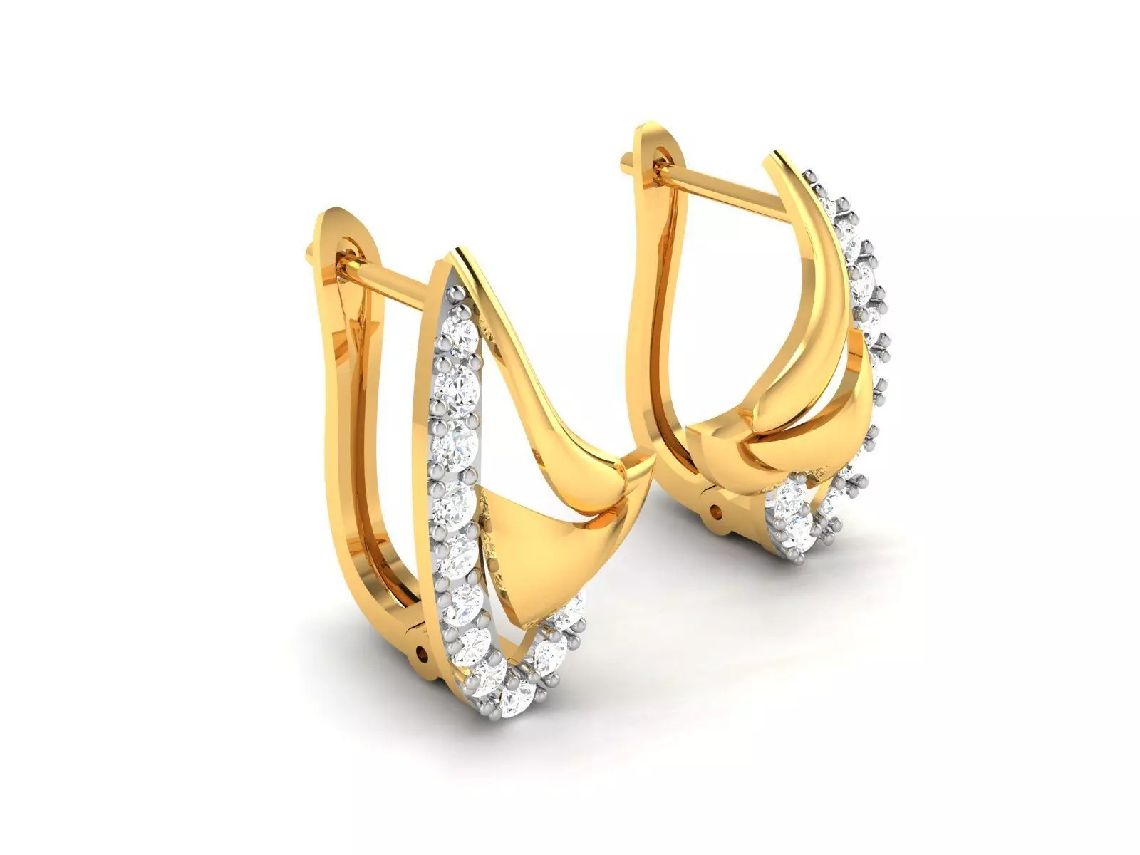 Earrings-195 diamond hoop earring gold 3D print model_0