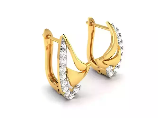 Earrings-195 diamond hoop earring gold 3D print model