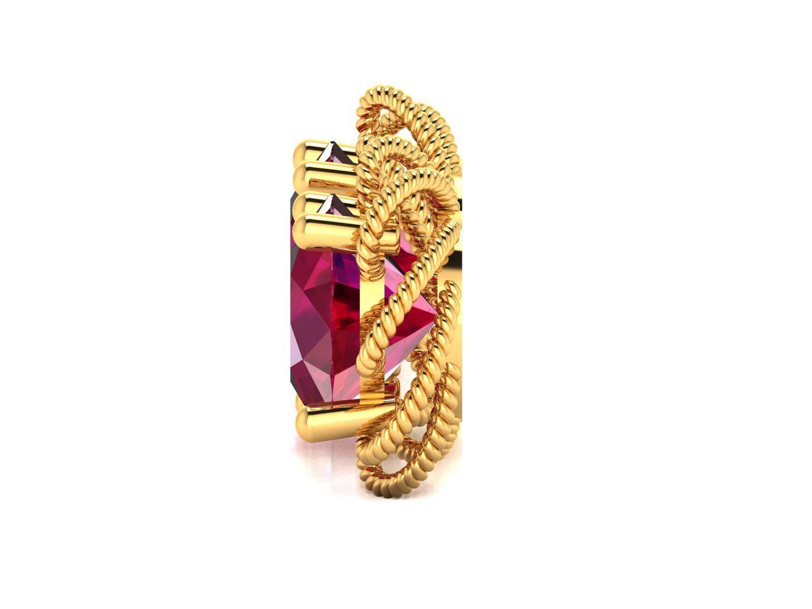 Earrings-165 gold ring with ruby stone 3D print model_6