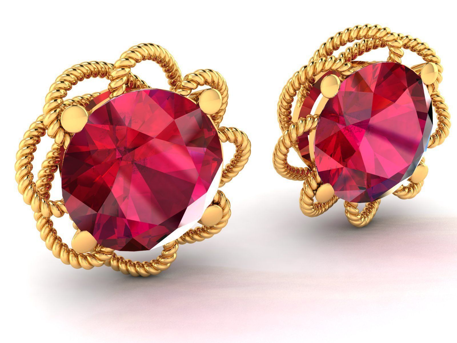 Earrings-165 gold ring with ruby stone 3D print model_1