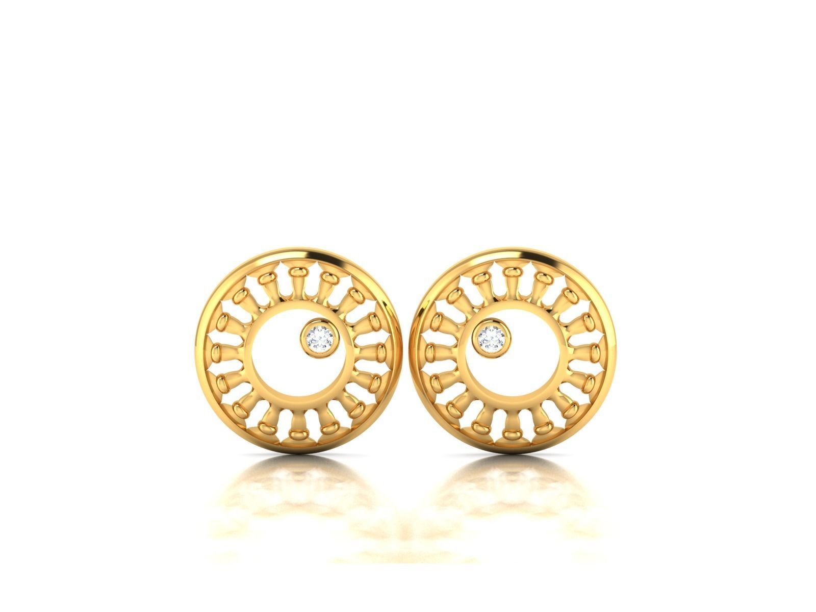 Earrings-1620 pair of gold earrings with diamonds 3D print model_4