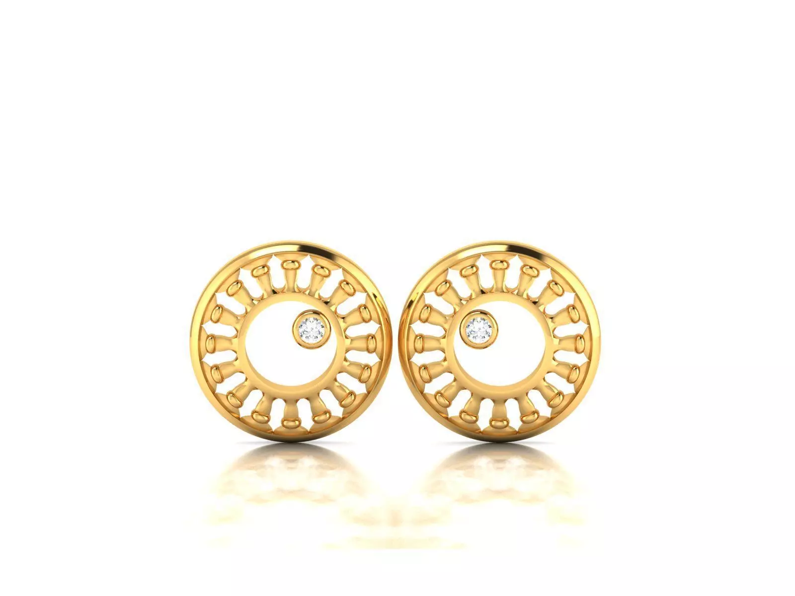 Earrings-1620 pair of gold earrings with diamonds 3D print model_0