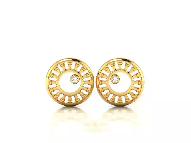 Earrings-1620 pair of gold earrings with diamonds 3D print model