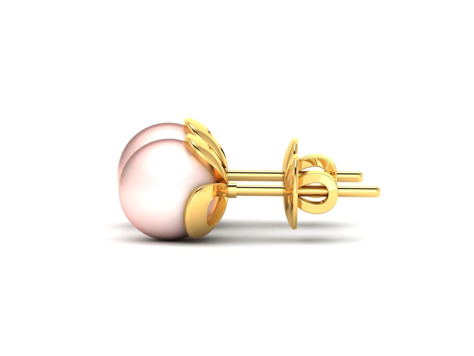 Earrings-1607 pearl stud earrings gold 3D print model_5