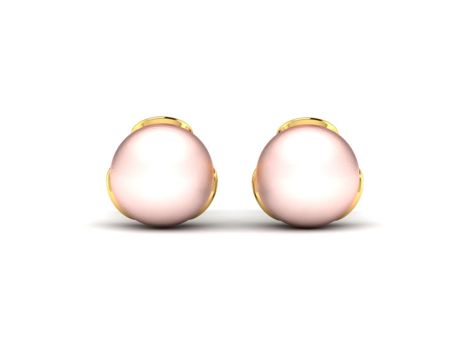 Earrings-1607 pearl stud earrings gold 3D print model_3
