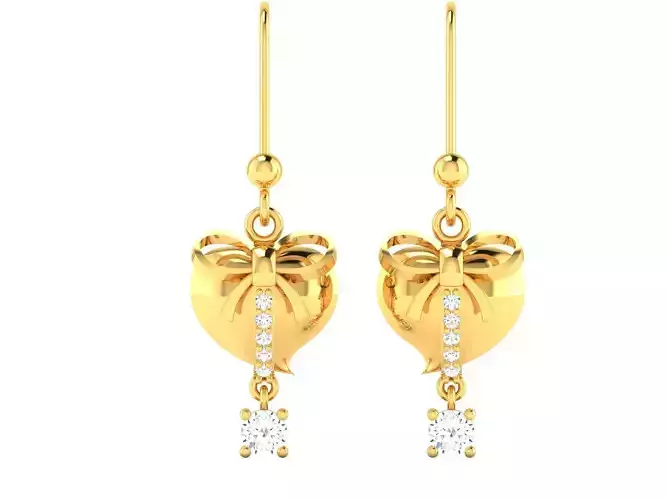 Earrings-1581 gold dangle earrings with diamonds 3D print model
