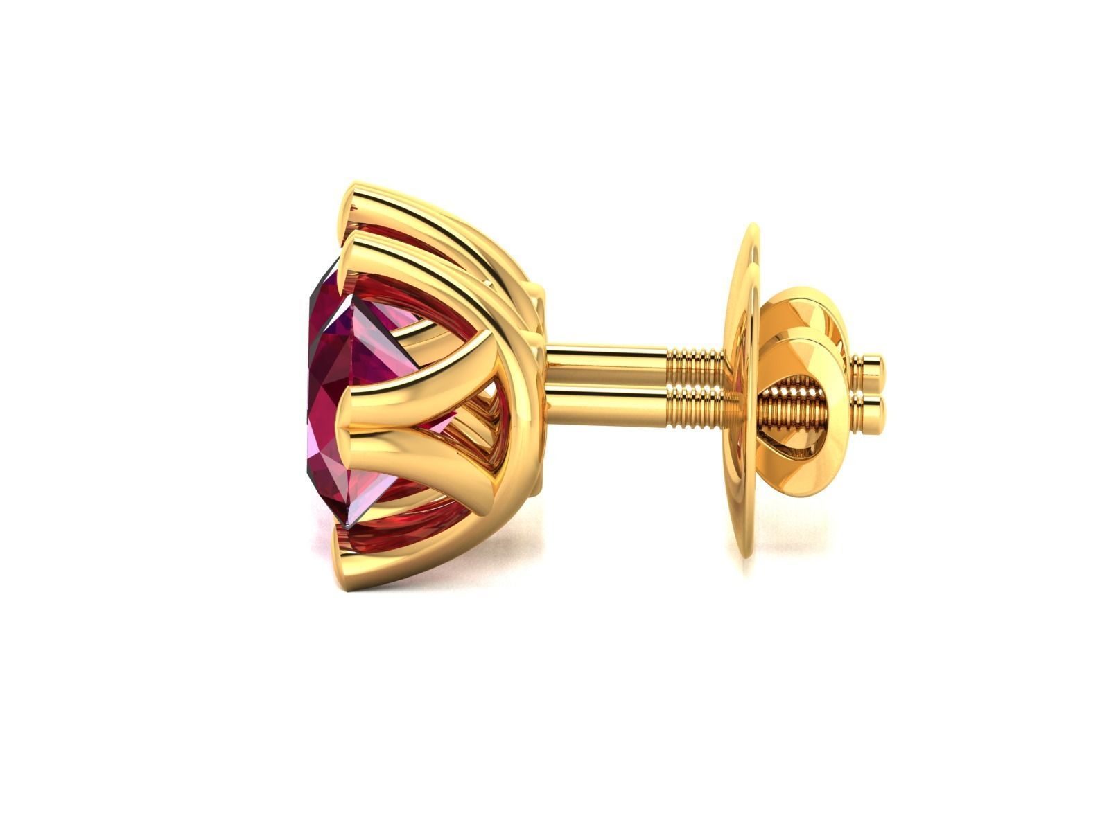 Earrings-157 ruby stud earrings gold 3D print model_2