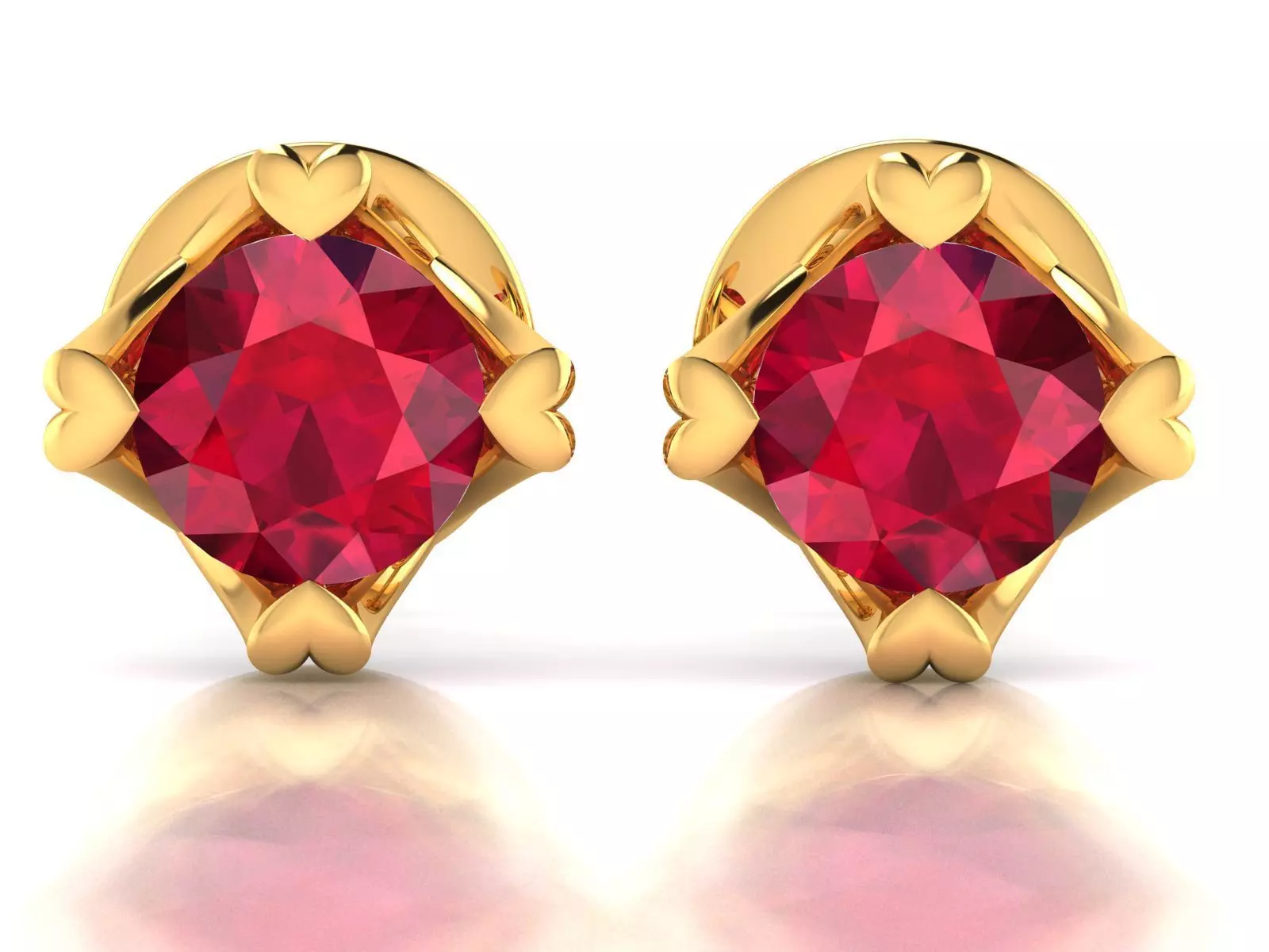 Earrings-157 ruby stud earrings gold 3D print model_0