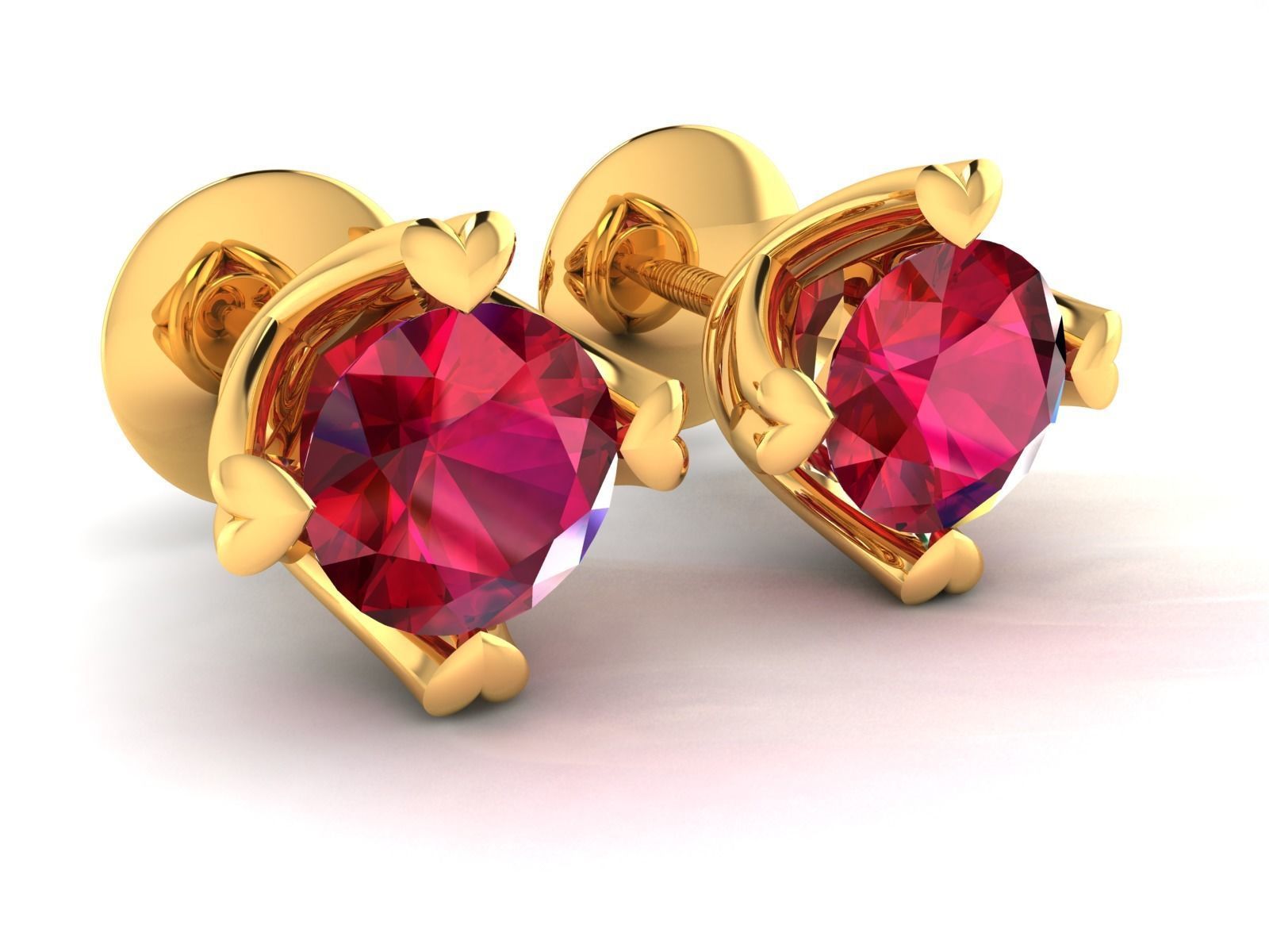 Earrings-157 ruby stud earrings gold 3D print model_1