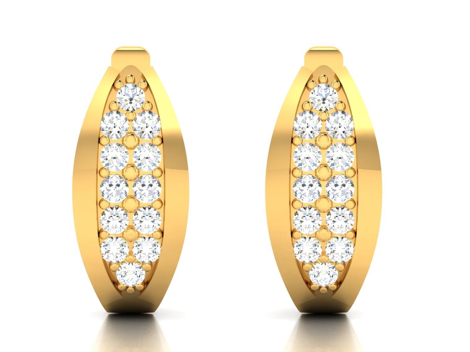 Earrings-1542 pair of gold earrings with diamonds 3D print model_3