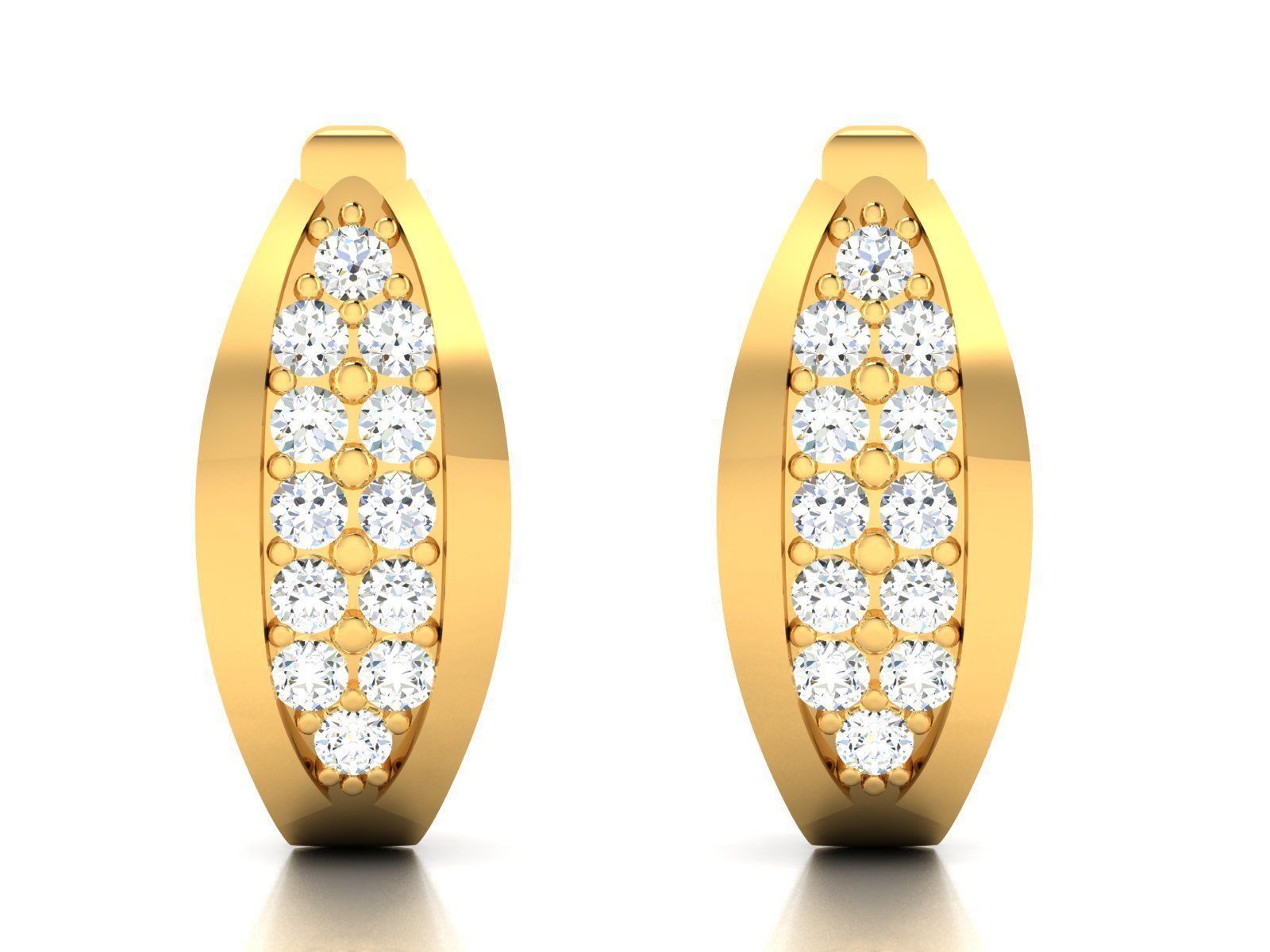 Earrings-1542 pair of gold earrings with diamonds 3D print model_2