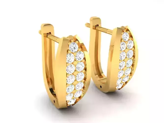 Earrings-1542 pair of gold earrings with diamonds 3D print model