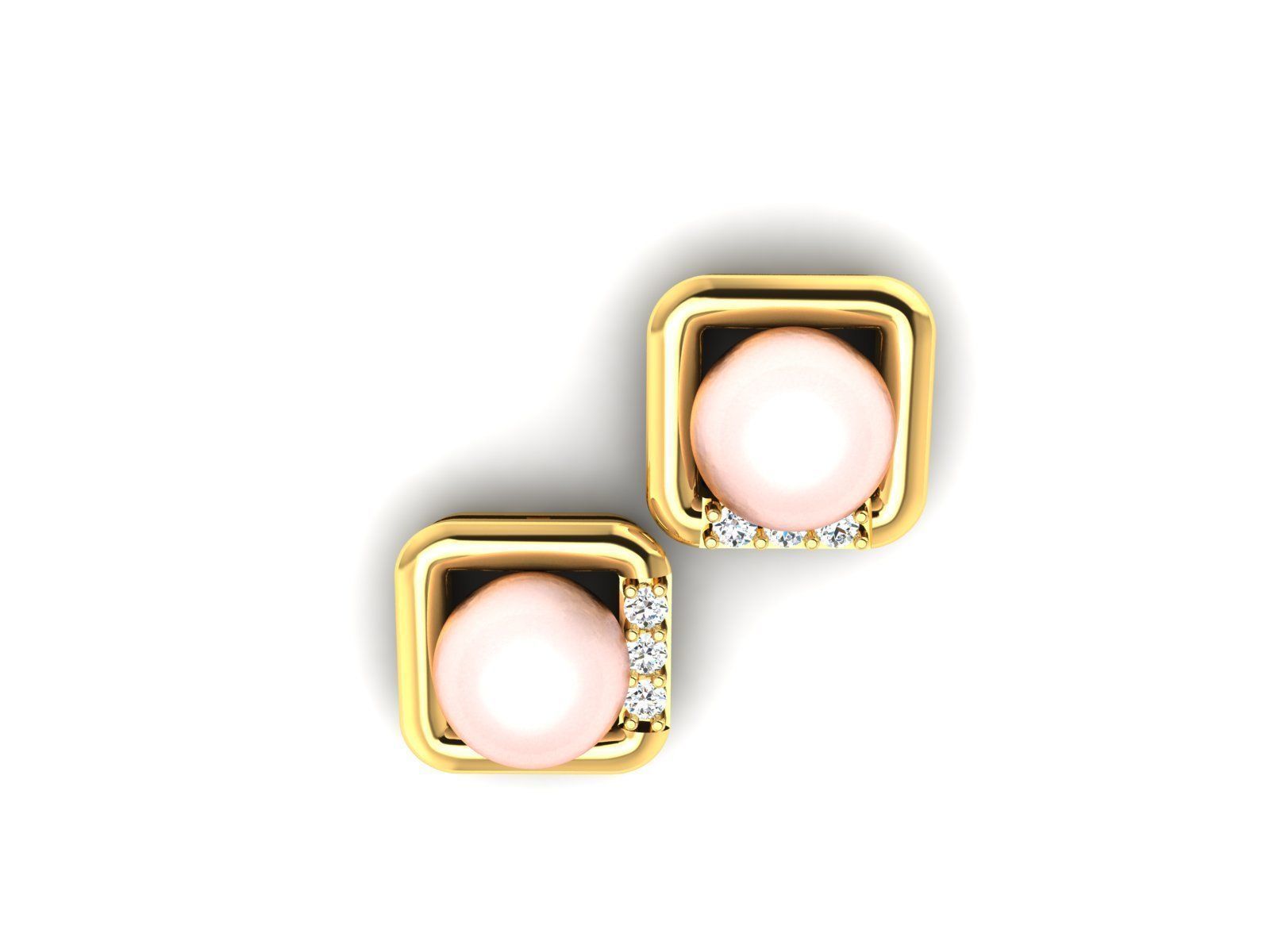 Earrings-1522 pearl stud earrings gold 3D print model_12