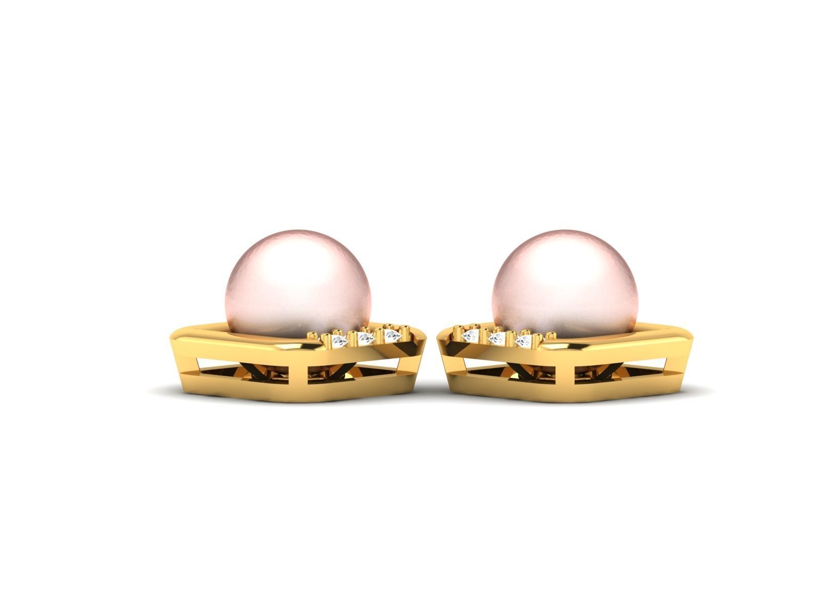 Earrings-1522 pearl stud earrings gold 3D print model_8