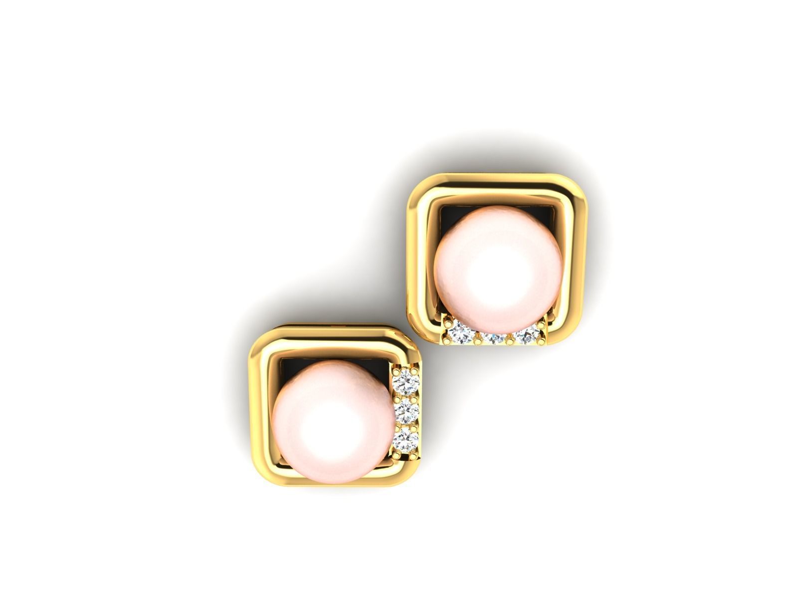 Earrings-1522 pearl stud earrings gold 3D print model_13