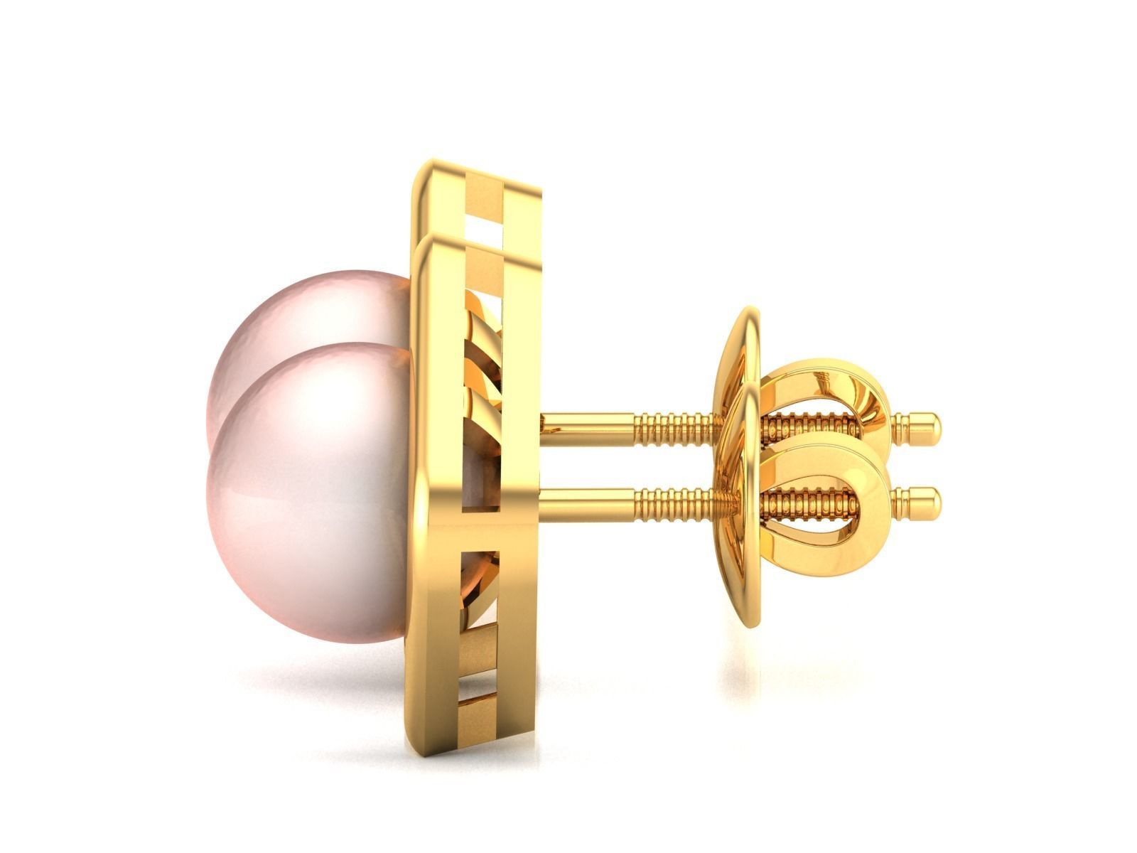 Earrings-1522 pearl stud earrings gold 3D print model_5