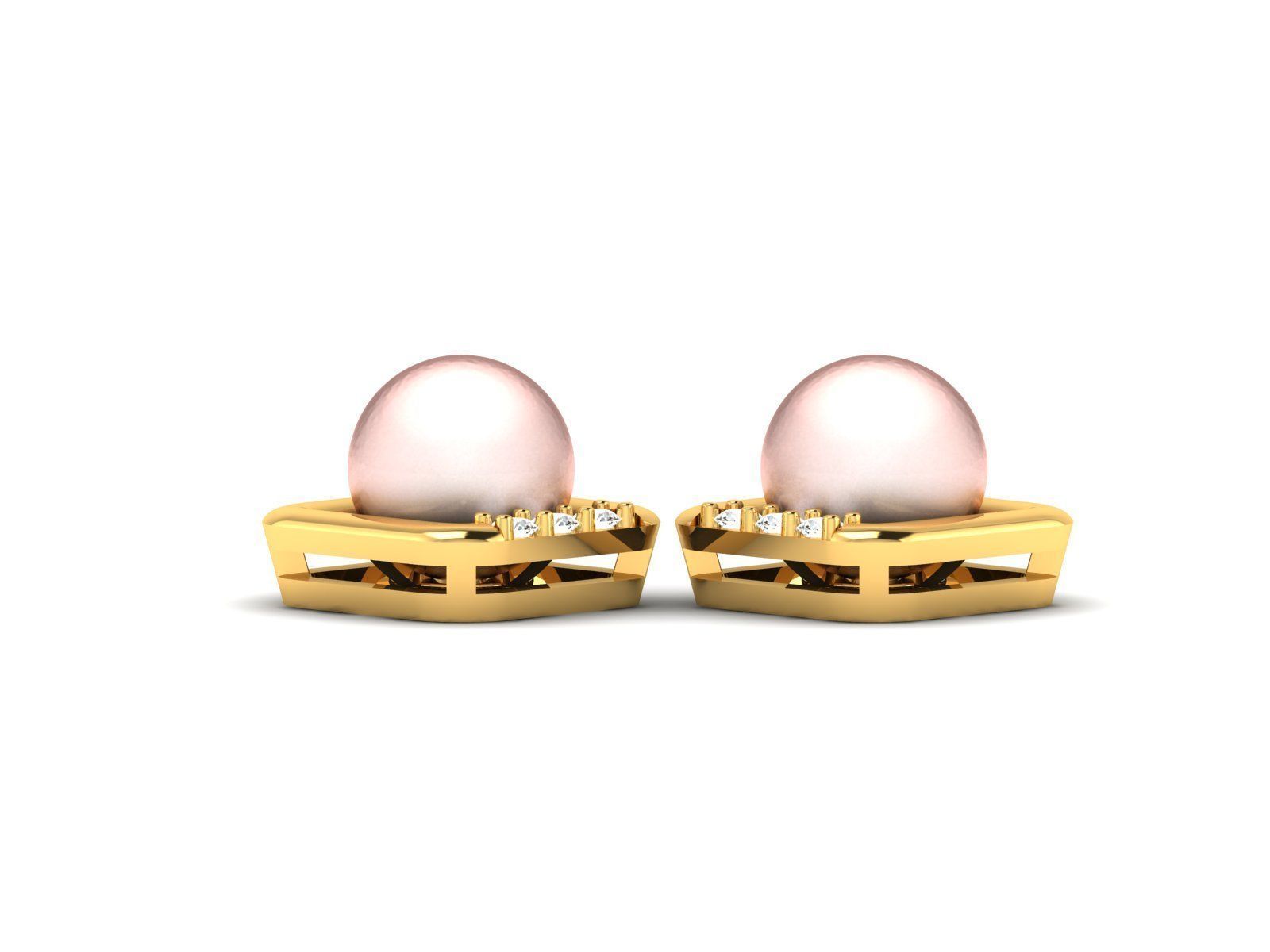 Earrings-1522 pearl stud earrings gold 3D print model_7