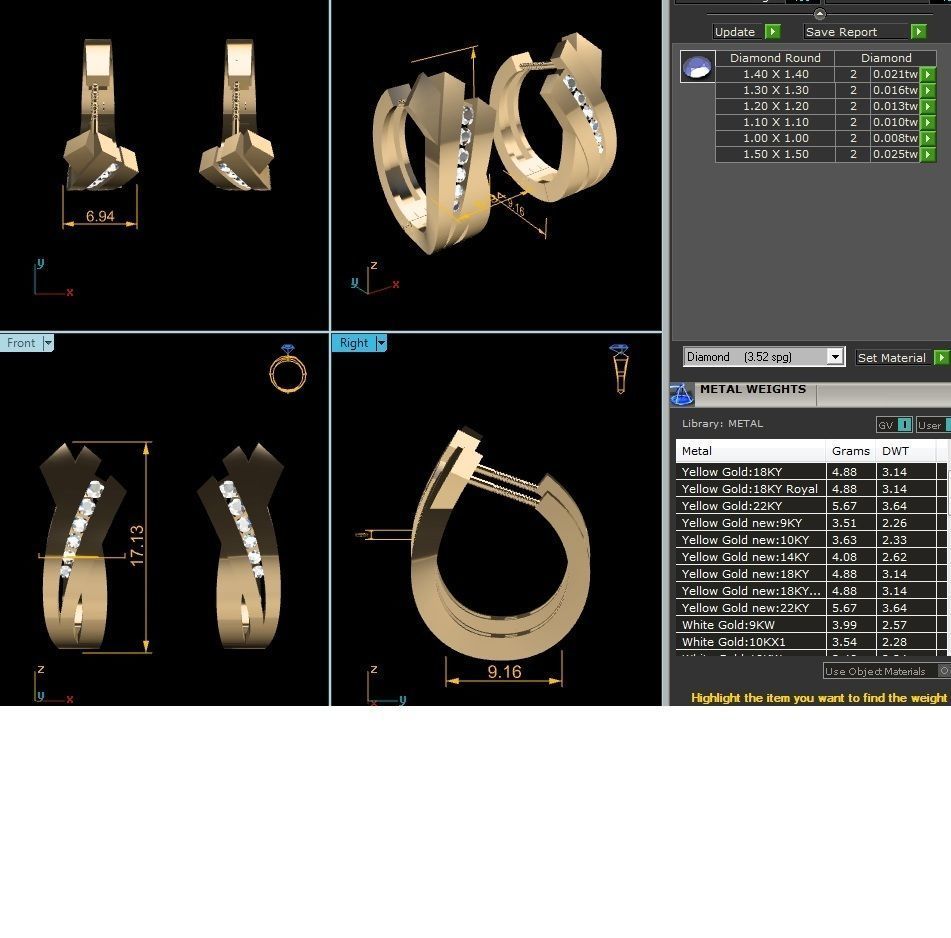 Earrings-1457 gold ring 3D print model_6