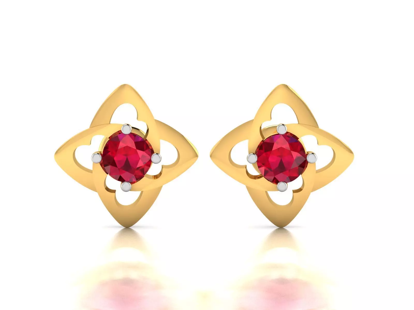 Earrings-1433 ruby stone stud earring gold 3D print model_0