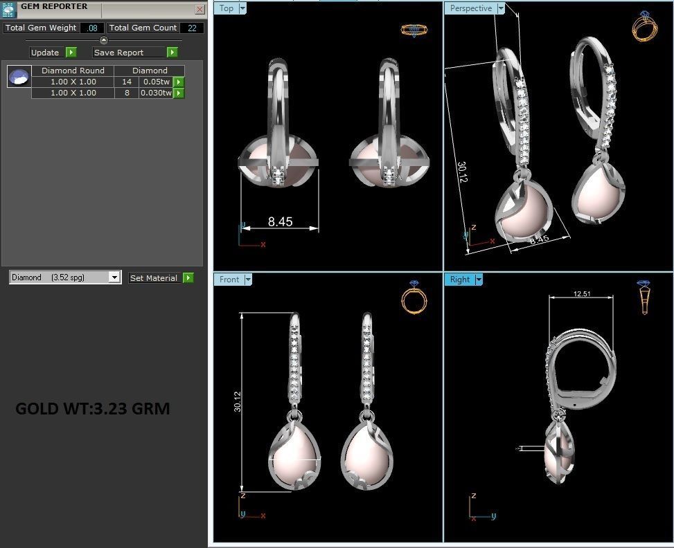 Earrings-1318 mother of pearl dangle earrings with diamonds 3D print model_6