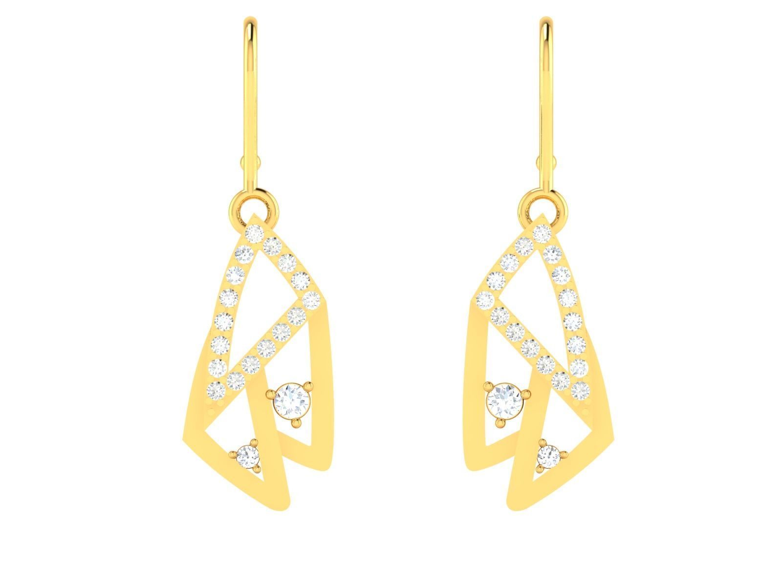 Earrings-131 gold plated hook earring 3D print model_4