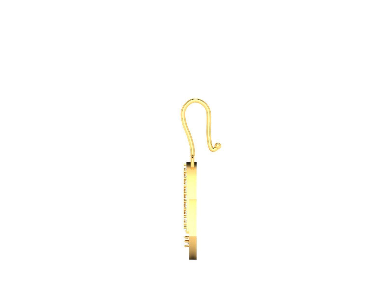 Earrings-131 gold plated hook earring 3D print model_5