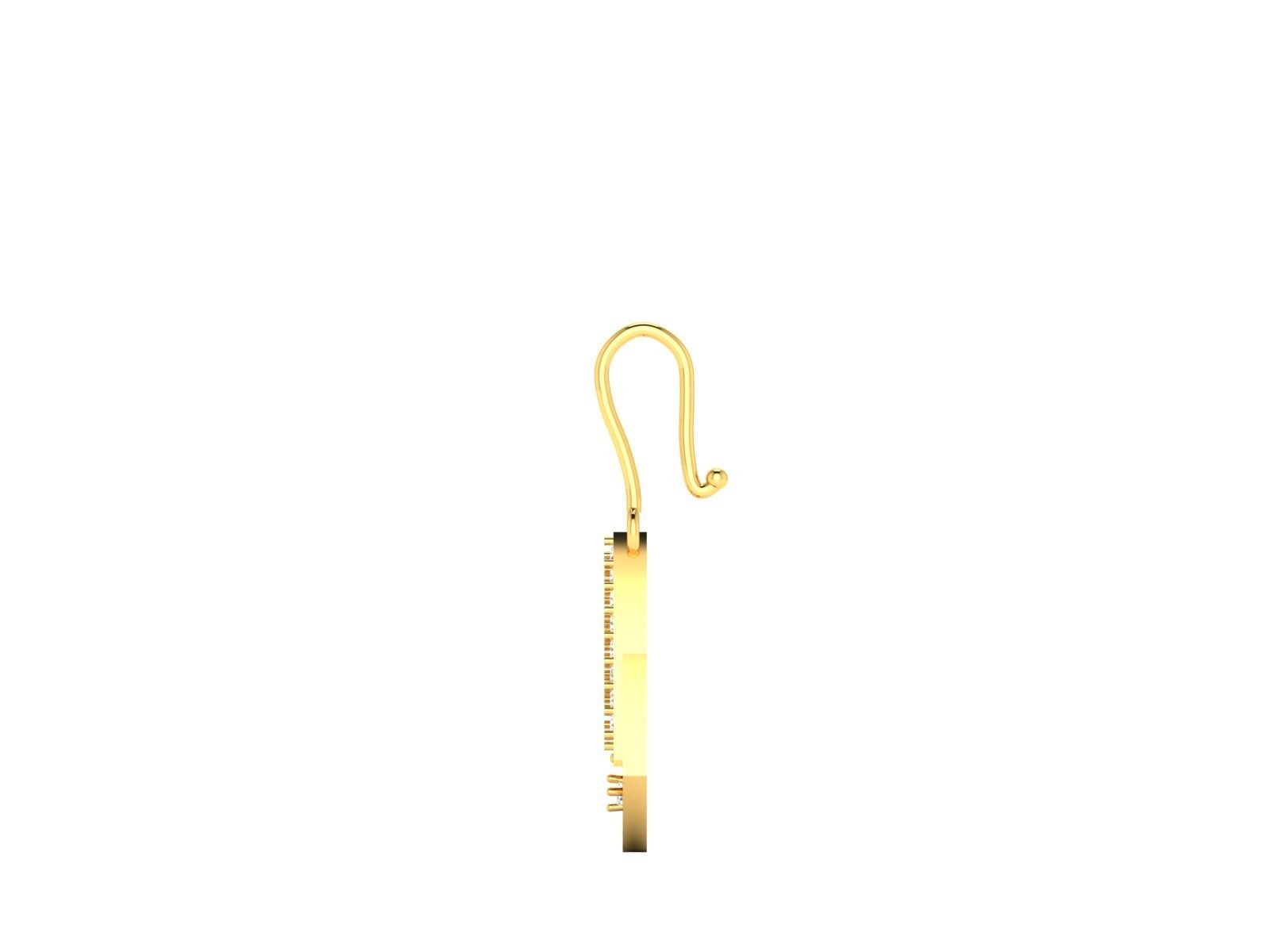 Earrings-131 gold plated hook earring 3D print model_6