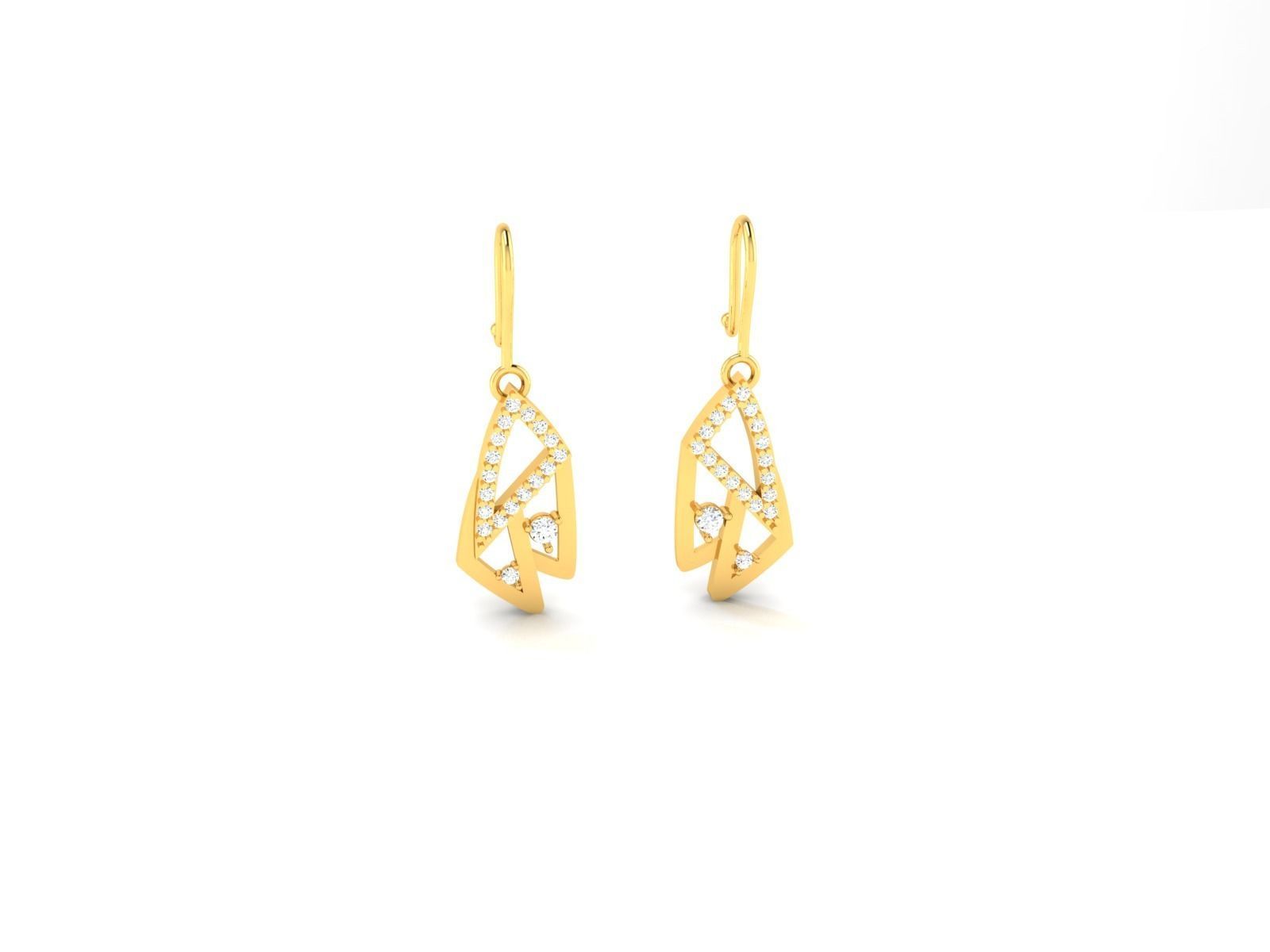 Earrings-131 gold plated hook earring 3D print model_1