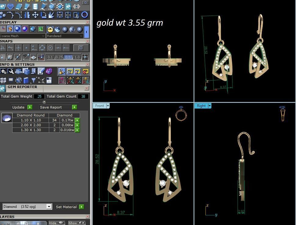 Earrings-131 gold plated hook earring 3D print model_7