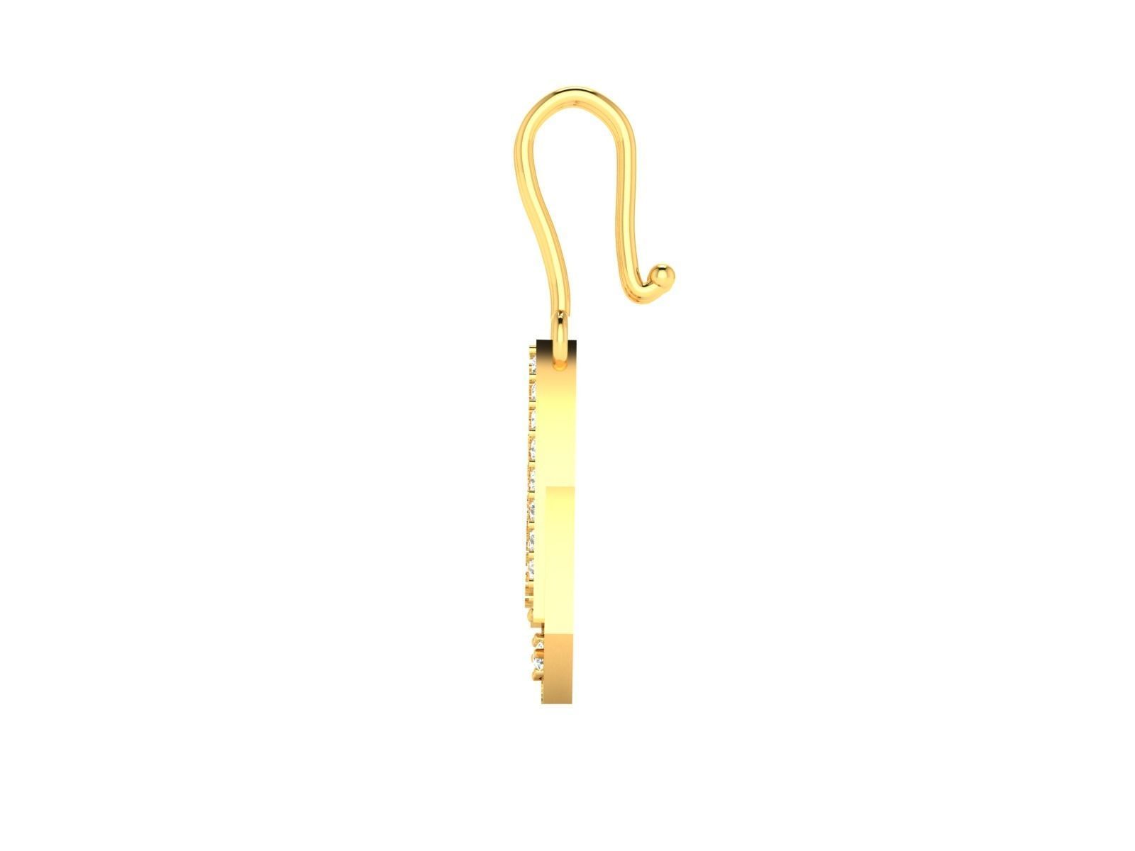 Earrings-131 gold plated hook earring 3D print model_9