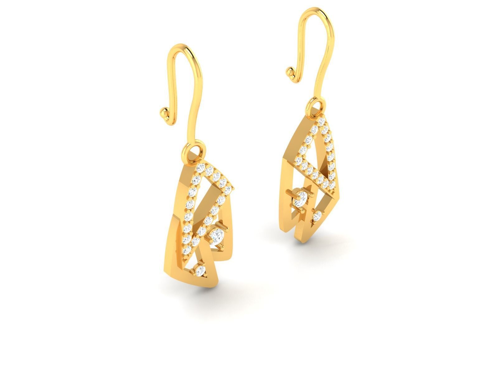 Earrings-131 gold plated hook earring 3D print model_3