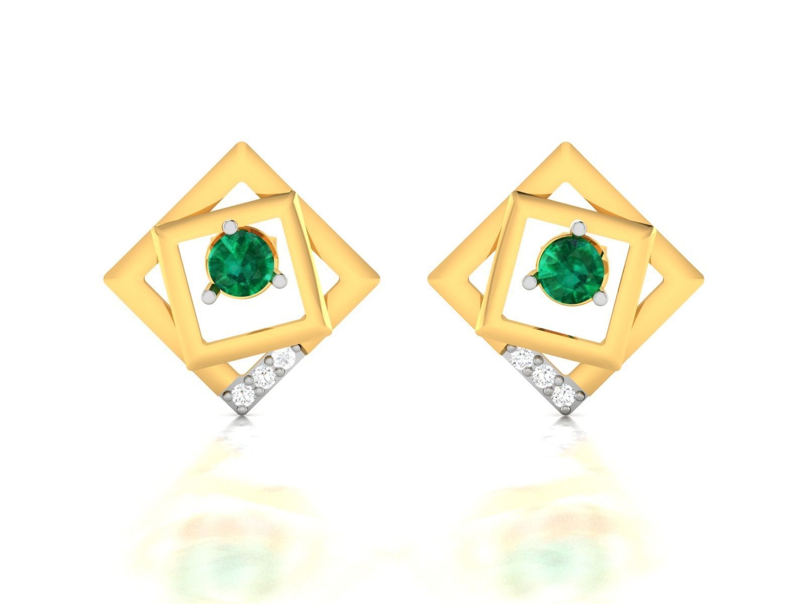Earrings-1237 emerald stud earring gold 3D print model_3