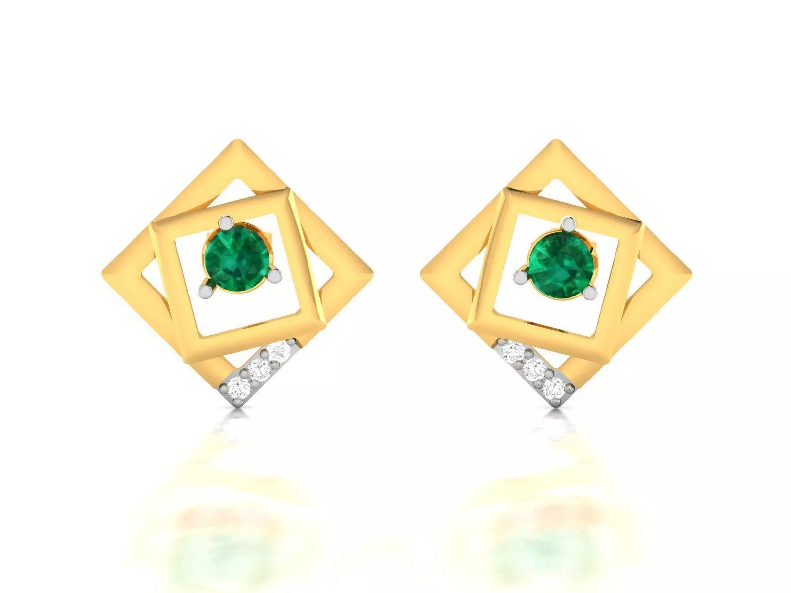 Earrings-1237 emerald stud earring gold 3D print model_0