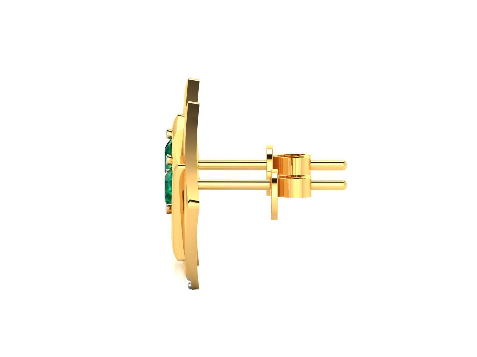 Earrings-1237 emerald stud earring gold 3D print model_4