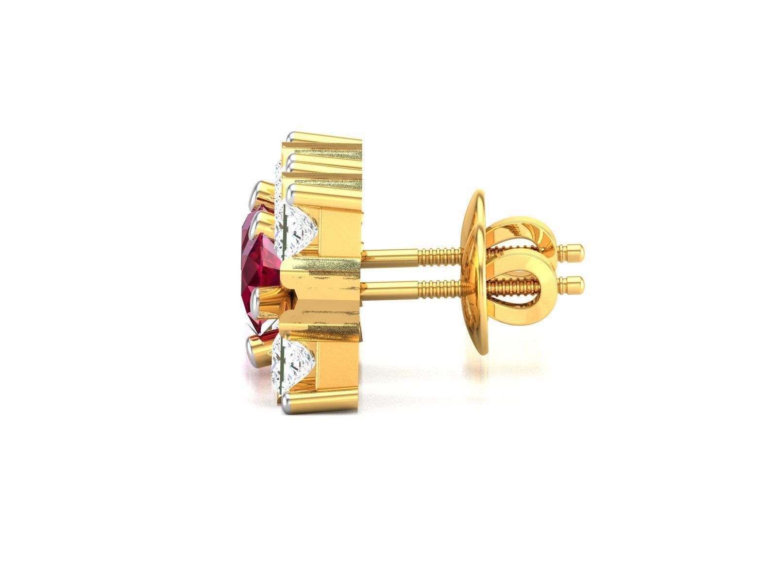 Earrings-1215 ruby and diamond stud earrings 3D print model_5
