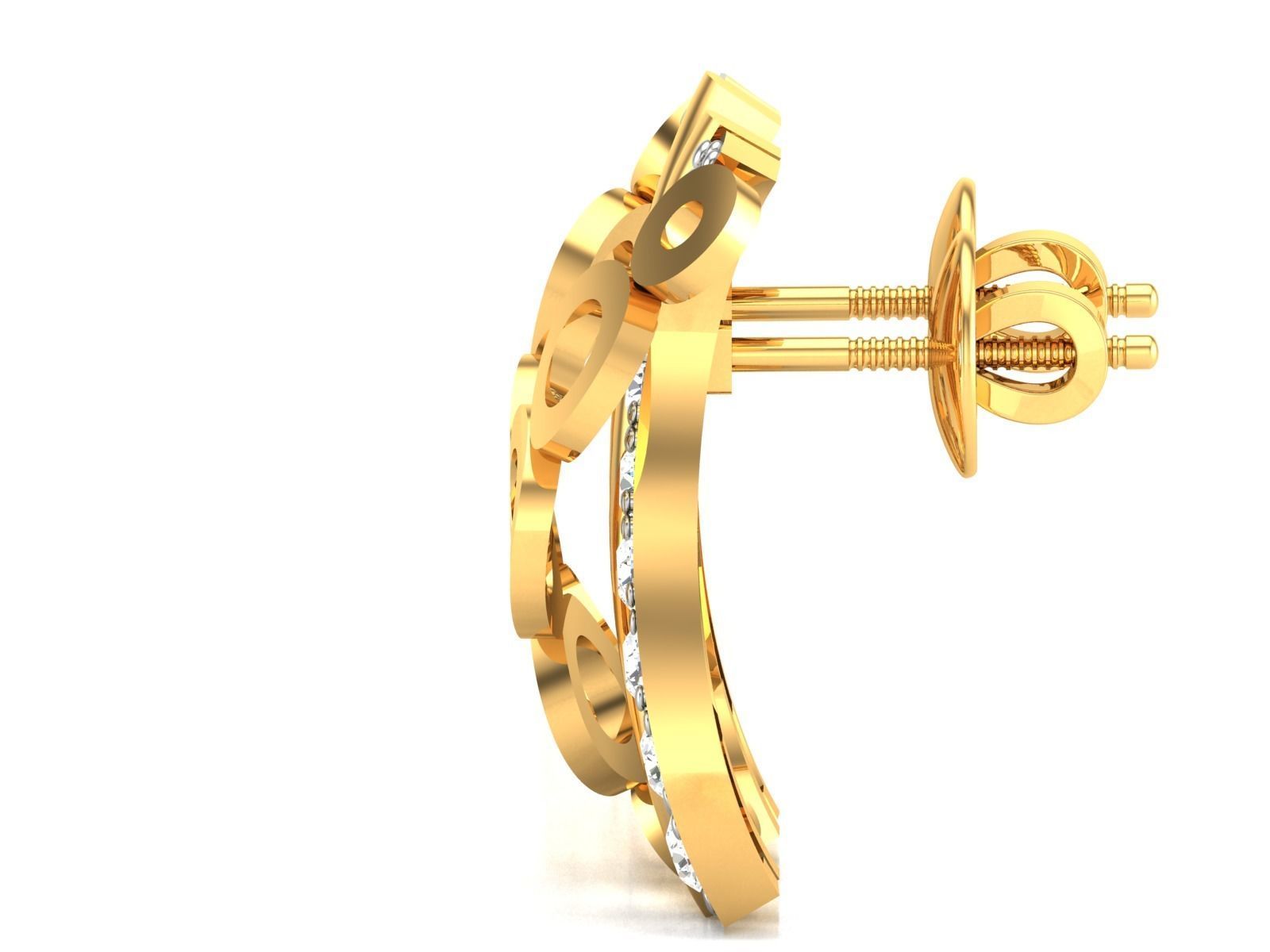 Earrings-1202 gold earring with diamonds 3D print model_2
