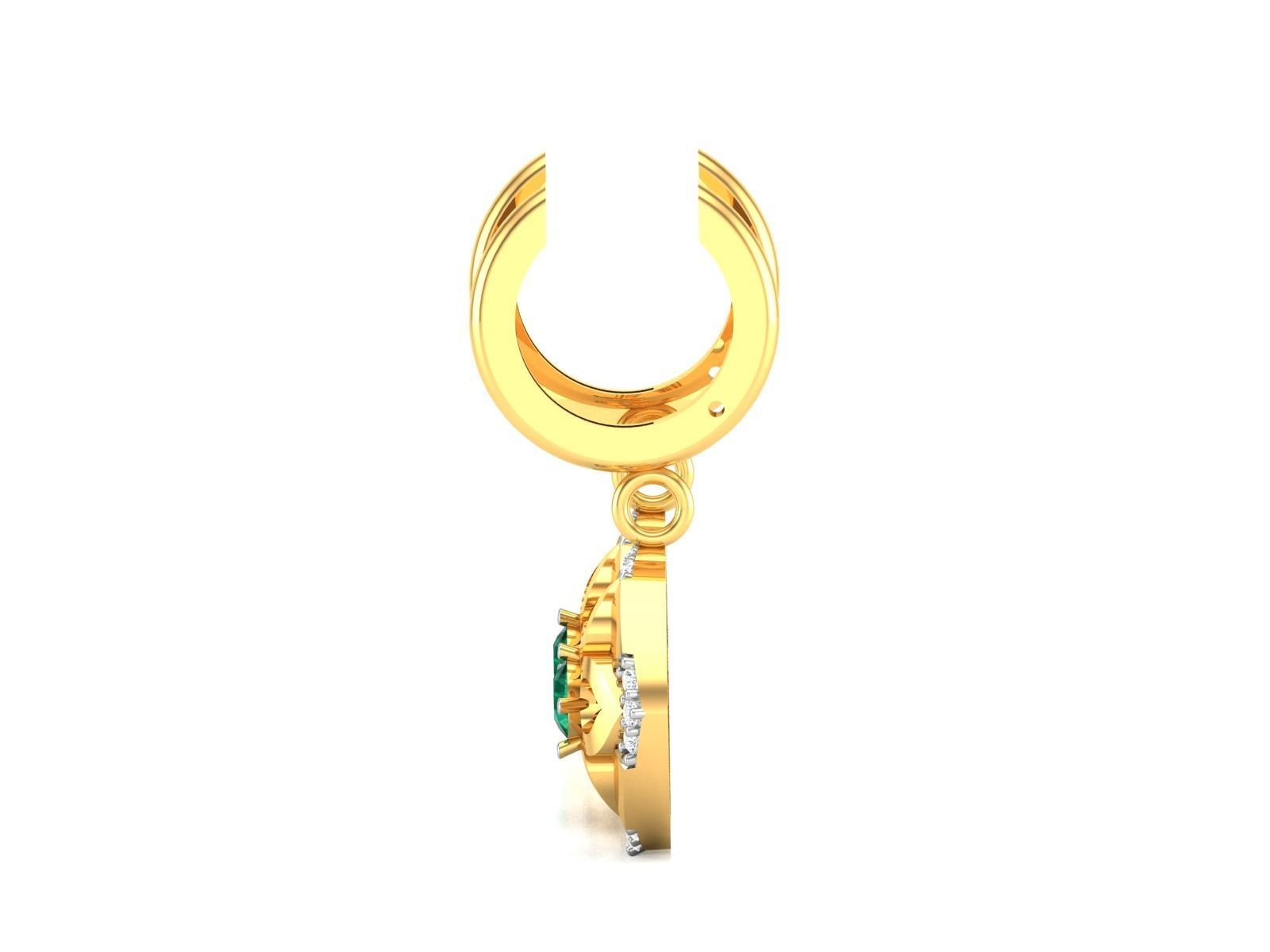 Earrings-1169 emerald pendant gold 3D print model_5