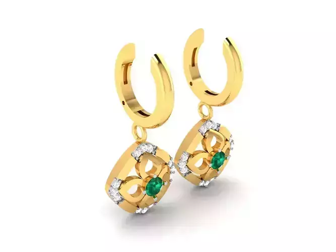 Earrings-1169 emerald pendant gold 3D print model