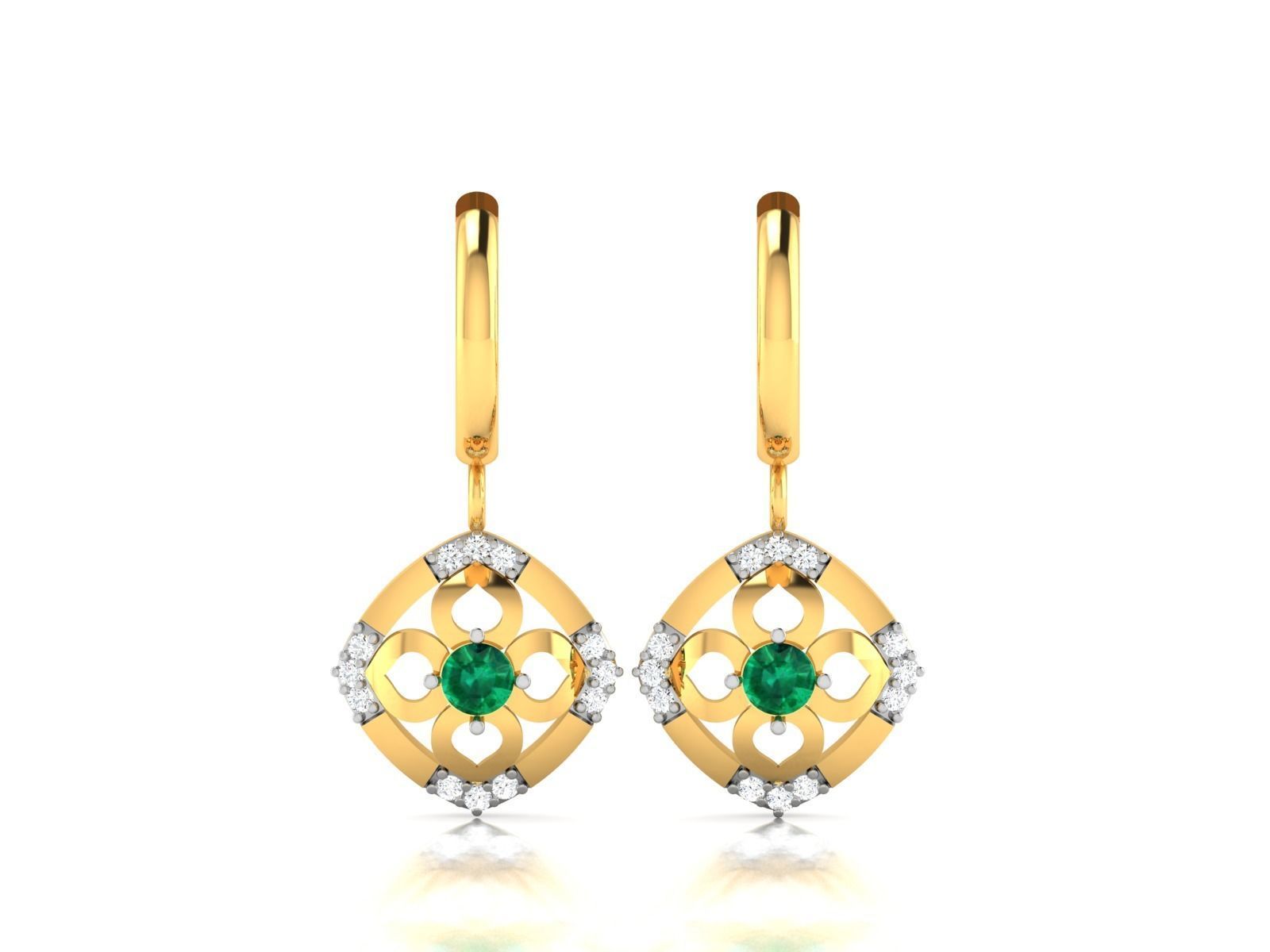 Earrings-1169 emerald pendant gold 3D print model_3