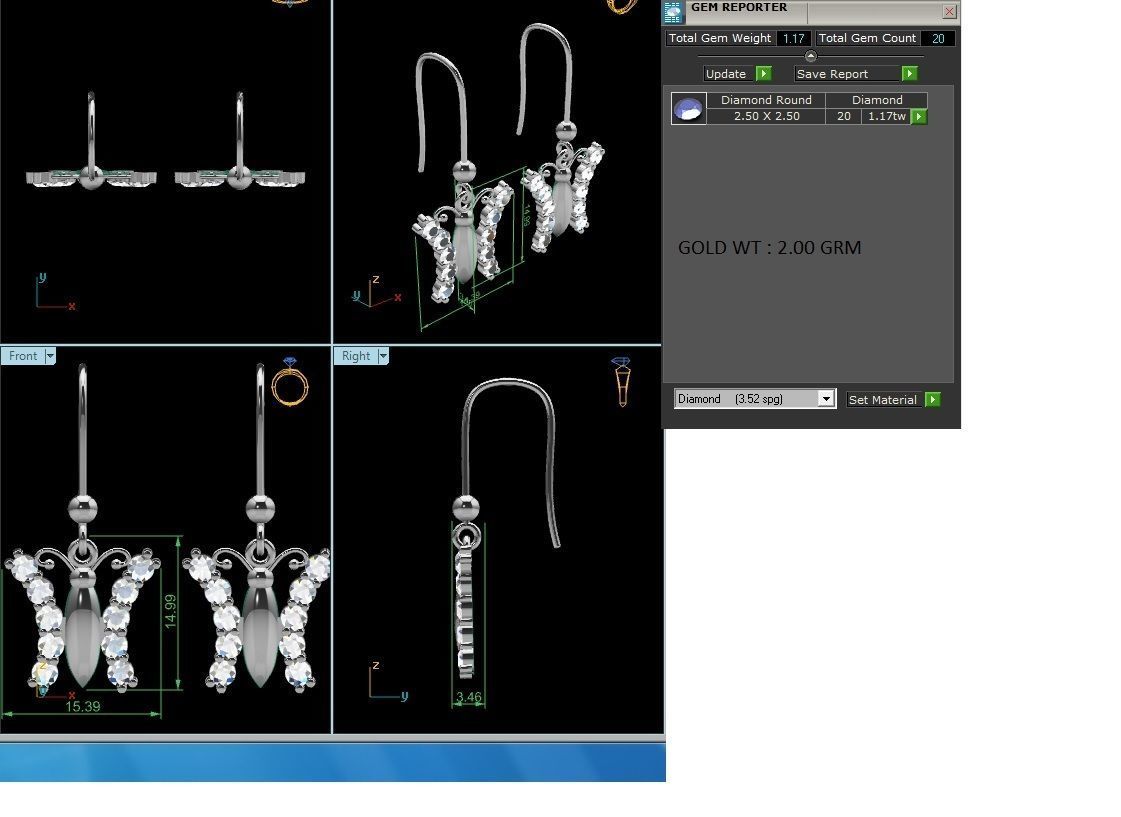 Earrings-1142 sterling silver dangle earrings 3D print model_1